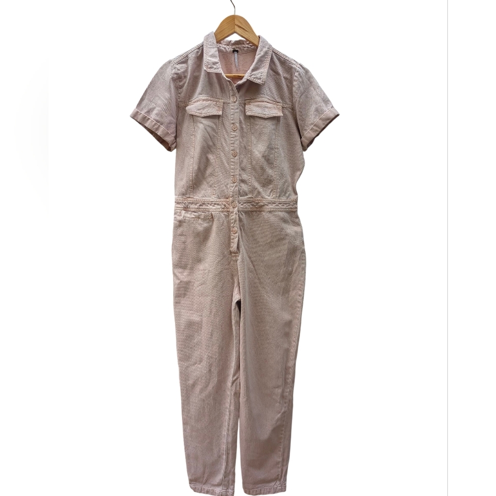 Young Fabulous & Broke Blush Pink Short-Sleeve Utility Jumpsuit